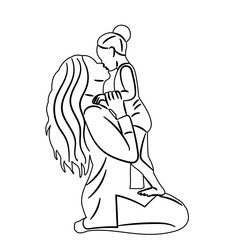 mother playing with daughter sketch vector