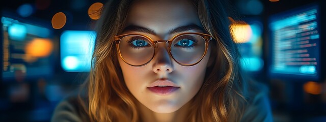  AI cyber security concept. Diverse IT specialist team analyzing artificial intelligence online risk threats to consumer data & privacy. Software developers coding & ethical hacking in dark office 