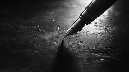 luxury fountain pen in the dark