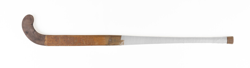 old field hockey stick isolated on white background
