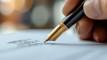 Close-up of contract signing during a successful business negotiation, document finalization, completion of negotiation