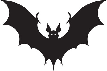 Halloween bat face silhouette vector art illustration