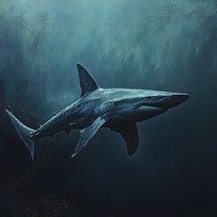 Fototapeta premium Hyper-realistic high-definition picture of a Hammerhead shark in stunning ocean clarity