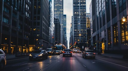 Fototapeta premium A high-rise cityscape showcasing the bustling financial district, representing growth, ambition,