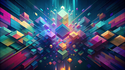 Fototapeta premium Abstract Digital Art Background with Colorful Pixelated Patterns