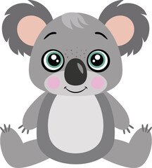 Cute koala sitting isolated on white