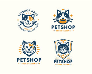 Set colorful gradient Petshop logo template for business company