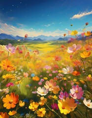 コスモスの花畑