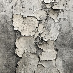 Cracked and Peeling White Paint on a Grey Wall