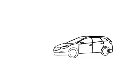 Naklejka premium continuous drawing of a car with one line. vector