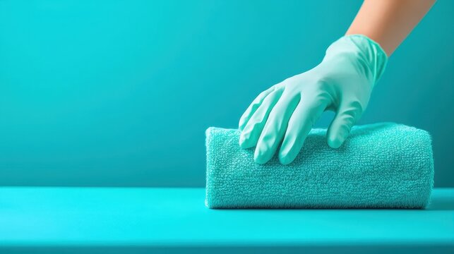 Proper Towel Sanitization Steps: Visual Guide for Germ Removal with Copy Space