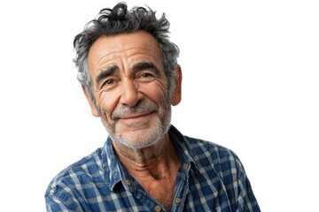 Fototapeta premium Happy mature man isolated on white background portrait.