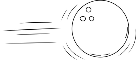 Doodle sport bowling ball trajectory bounce. Line hand drawn ball