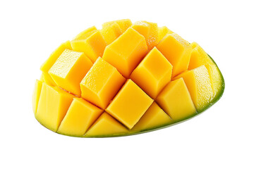 Cubed mango on a transparent background, Cut out