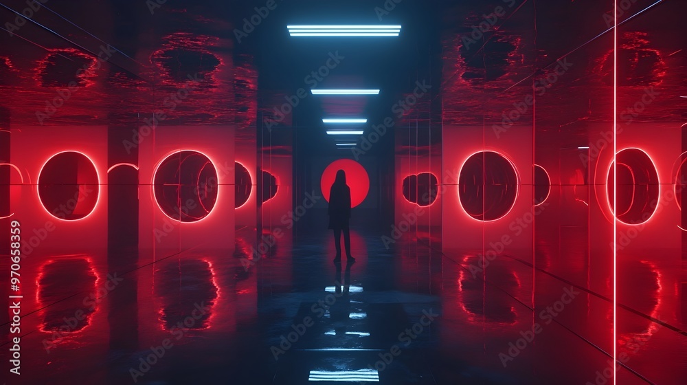 Aufkleber intricate reflections of laser beams bouncing between mirrors