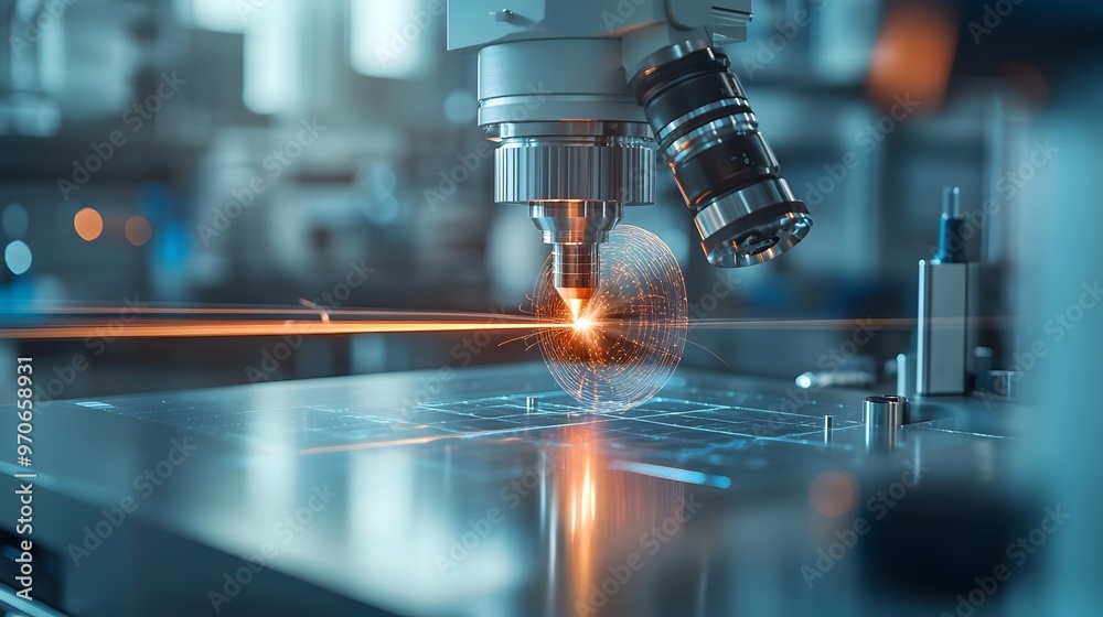 Poster laser light spectrum refraction in high tech laboratory setting