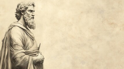 Fototapeta premium David's Last Words, Biblical Illustration with future vision, ideal for Bible wall art on a beige background.