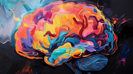 Abstract Brain Painting in Vibrant Colors