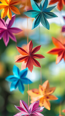 Colorful Paper Decorations at Day of the Dead Festivities  