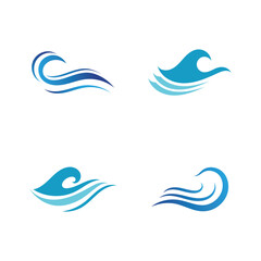 Water wave icon vector template logo