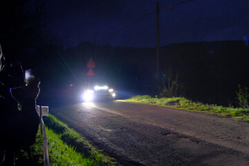 Reggio Emilia, Italy : 06 06 2019 Free Rally event with group B car - front lights of racing cars...