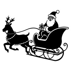 Santa Claus is pulling a sleigh, and the logo is a white background vector of a cart