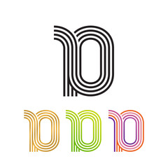 Number 10, Minimalist and modern number ten logo forming the letter n with colorful variations