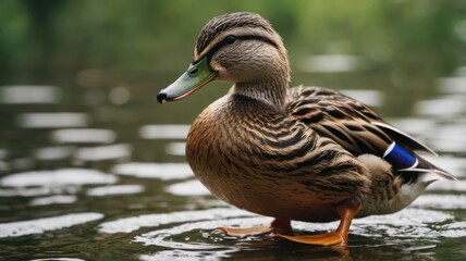 Fototapeta premium A Close-Up of a Mallard Duck on a Lake