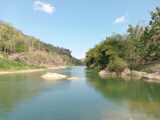 Landscape view river with clean water in Oyo river