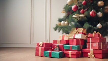 Gift boxes with Christmas tree