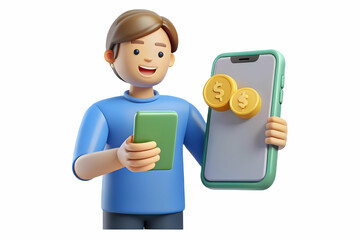 Candid Shot of Natural Expression Capturing Money Transfer via Mobile App: Ideal for Financial Technology and Banking Campaigns