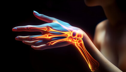 Inflammation of wrist joint. Concept of joint pain, arthritis, rheumatism or osteoarthritis.