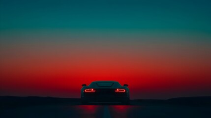 Naklejka premium Sleek Sports Car Silhouette in Twilight Illumination