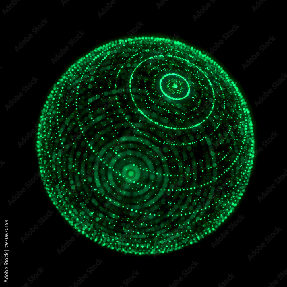 Poster futuristic sphere made of particles for connect network. flow of particle in cyberspace. space energ