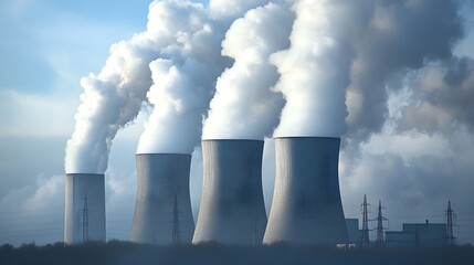 Smoke Emitting Coal Fired Power Plant Illustrating Traditional Electricity Methods