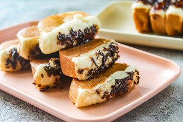 pile cakes on a plate as a snack