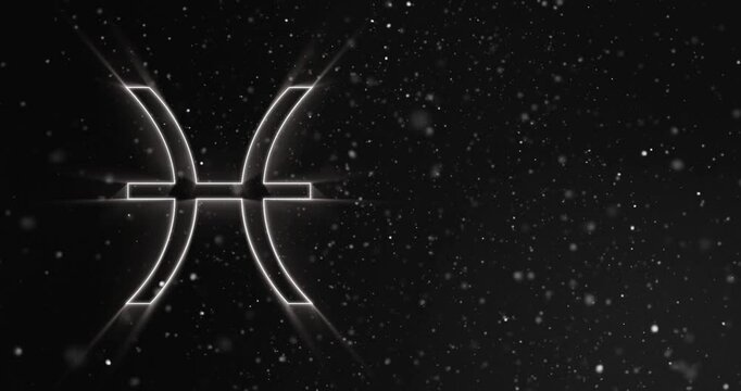 Animation of of pisces zodiac sign on starry night sky background