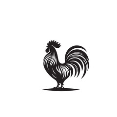 Obraz premium Rooster vector logo, icon design. Rooster silhouette. Rooster illustration.