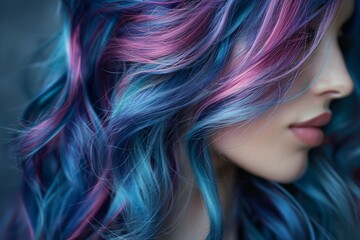 Elegant hair texture showcasing layered, flowing multicolored strands with glossy highlights. Illustration for beauty salons as well as hair and skin care products.