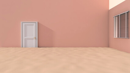 Desert in the room. 3D illustration, 3D rendering	
