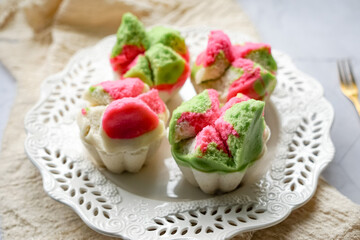 Colourful Blossom Steamed Cupcake or Apam Mekar