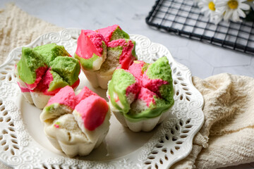 Colourful Blossom Steamed Cupcake or Apam Mekar