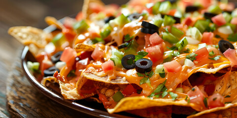 Loaded Nachos Photo - Delicious Tortilla Chips with Melted Cheese, Tomatoes, and Cilantro