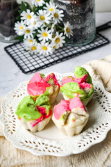 Colourful Blossom Steamed Cupcake or Apam Mekar