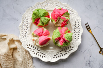 Colourful Blossom Steamed Cupcake or Apam Mekar