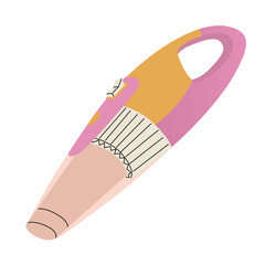 Modern autonomous handheld vacuum cleaner. Cleaning surfaces from dust and dirt. Cleaning and keeping the house clean. Vector illustration isolated on a transparent background.