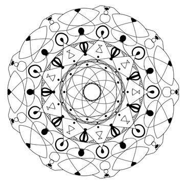 Mandala coloring page for adults, botanical mandala coloring page for adults. Hand-drawn floral line art mandala coloring page for adults. Coloring page for stress relief. Bohemian, tattoo.