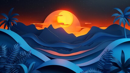 World Photography Day Paper Cut Style Design Illustration

