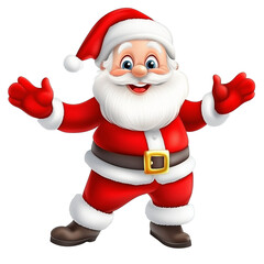 A cartoon Santa Claus in red suit and hat Smiles and waves. The image is festive and cheerful. © Gesfera Images