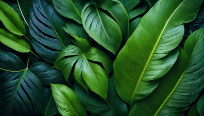 Green Leaves Pattern Background. Generated image